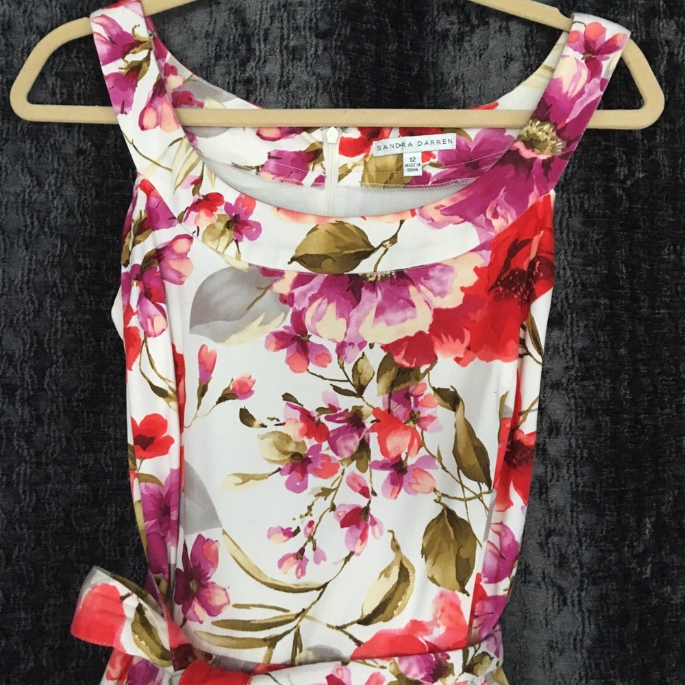 Sandra Darren dress flora print fit & flare Size12 - Picture 3 of 8